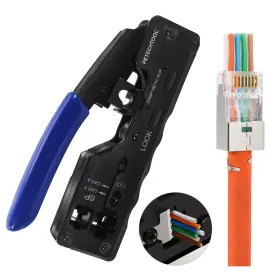 Petechtool 782912950085 Rj45 Crimp Tool Ethernet Crimper For Cat7 Cat6a Cat5e Cat5 Pass Through