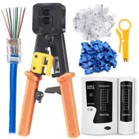 Petechtool 785471962667 Rj45 Crimp Tool Ethernet Crimper For Cat6 Cat5 Cat5e Pass Through Connec
