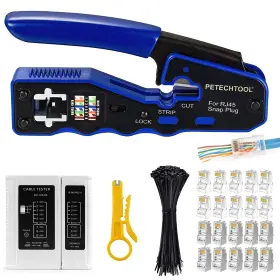 Aub09cg8tsq5 Petechtool Rj45 Crimp Tool All-in-one Ethernet Crimping Stripper Cutter For Pass Th
