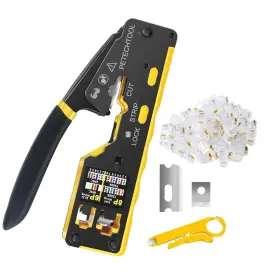 B0bkk67xw4 Petechtool Rj45 Pass Through Crimp Tool For Cat5e Cat6 Ethernet All-in-one Crimper
