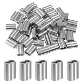 Tr210714-009 Phituoda 50pcs 3/16 Inch Aluminum Crimping Loop Sleeve For Wire Rope And Cable Double Hol
