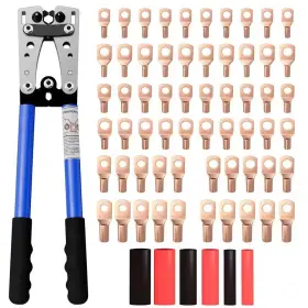 Phyfalip 313094298209 5.3 Inch Cable Lug Crimping Tool Kit For Awg 8-1/0 Electrical Crimper With 60
