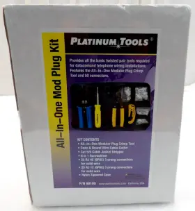 90109 Platinum Tools All In One Mod Plug Kit With Crimper Cutter Stripper Case