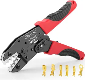 Plustool 726084623781 Spark Plug Wire Crimping Tool Ratchet Ignition Terminal Crimper Awg 20-10