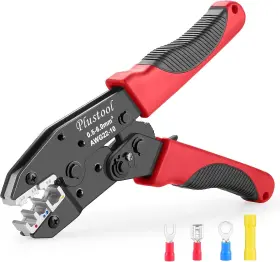 K-bm-114-us Plustool Crimping Tool For Insulated Electrical Connectors Awg 22-10 - Red&black