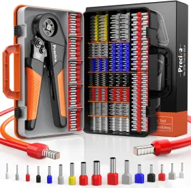 Preciva 744759656056 Ferrule Crimping Tool Kit With Portable Suitcase Square Pliers