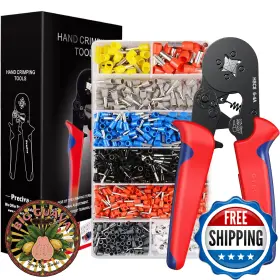 B073tz5bbg Preciva Ferrule Crimping Tool Kit Awg23-7 Self-adjust Ratchet Wire Crimper