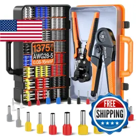 B0g4ctk8qq Preciva Ferrule Crimping Tool Kit - Awg 28-5 Hexagonal Crimper