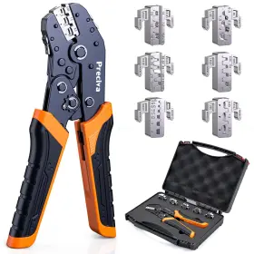 Preciva Decp91506 7.5 Inch Quick-change Ratcheting Crimping Tool Kit With 6 Interchangeable Dies P