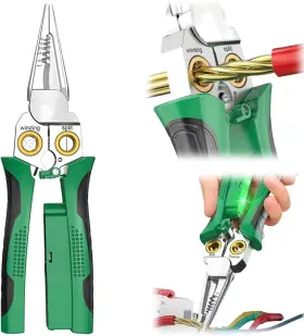 Proxxi 313086067042 8-in-1 Wire Stripper And Voltage Tester With Led Alarms Cable Scissors