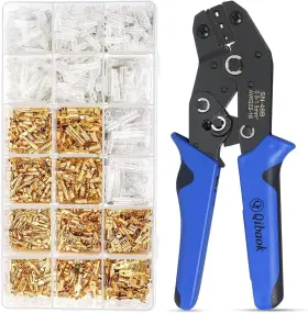 Qibaok 726084513129 Wire Terminal Crimping Tool Kit Ratcheting Crimper Awg 22-16 0.5-1