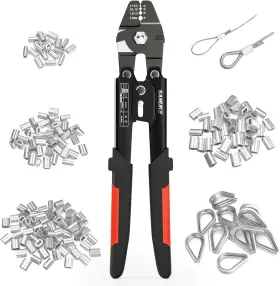 Sanuke 313039344398 Wire Rope Crimping Tool For 3/64 1/16 5/64 Inch Aluminum Loop Sl