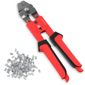 Sanuke 732130814898 Wire Rope Crimping Tool With 120pcs 1/16ftft 1.5mm Loop Sleeves Ro
