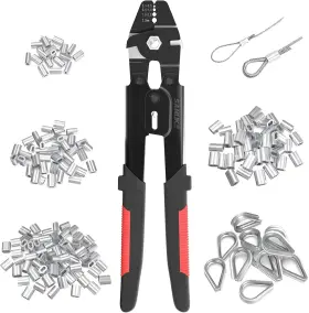 Sea811-b Sanuke Wire Rope Crimping Tool For 3/64 1/16 5/64 Inch Aluminum Crimper Kit
