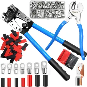 Sb09 Sbggrl Battery Cable Lug Crimper Tool With Wire Shear Cutter Kit For 1/0 2 4 6 8 10