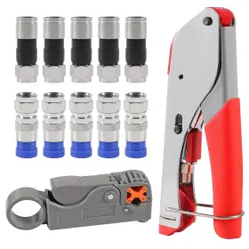 Shutao 687117773579 10pcs F Type Rg6 Compression Connectors Coaxial Cable Crimper Kit With Wire