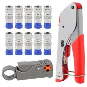 Shutao 687117773586 10pcs F Type Rg6 Compression Connectors Coaxial Cable Crimper Kit With Wire S