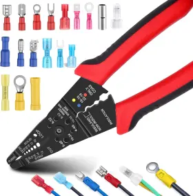 D-088 Smseace Red Wire Crimping Tool Crimper Stripper And Cutter For Insulated/ba