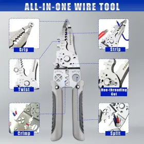 Sns 445038663613 Wire Stripper Crimping Electrical 9-in-1 Cutter Crimper Adjustable Awg 6-16