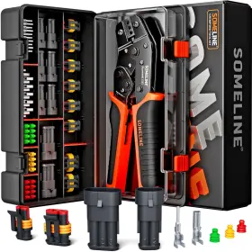 Amp1.5-21 Someline Waterproof Automotive Connector Kit With 22-14 Awg Crimper And 2/3 Pin