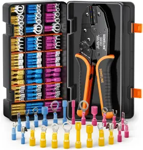 Rs-24  Someline Heat Shrink Connector Crimp Tool Kit 22-10 Awg Ratchet Plier 24 Siz Marine Grade