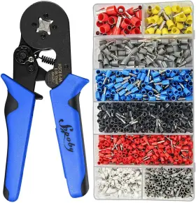 Sopoby 726084969025 Ferrule Crimping Tool Kit Awg 28-8 Self-adjustable Ferrel Crimper Wit