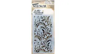 Ths-032 Stampers Anonymous 748252603357 Tim Holtz Layered Flourish Stencil 4.125 X 8.5 White