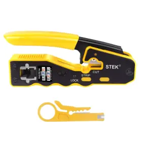 Stek 056716209324 Pass Through Rj45 Crimp Tool For Cat5e Cat6a Cat7 Cat8 Ethernet Crimper