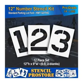 Sps-108-8120 Stencil Prostore Pavement Stencils - 12 Inch Number Kit Set Piece X 9