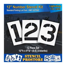Sps-116-8120 Stencil Prostore Pavement Stencils - 12 Inch Number Kit Set Piece X 9