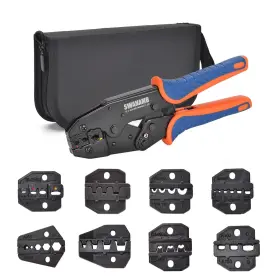 Swanamb 702103217896 Wire Crimping Tool Set Ratcheting Crimper With 9pcs Interchangeable