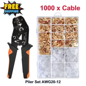Sn-48b Swanamb 1000pcs Ratcheting Wire Crimper Kit - Insulated Connectors Awg20-12 Crimp Tool