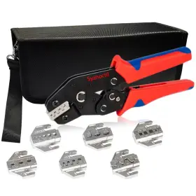 Yjgj001 Syznoctil 7-in-1 Ratcheting Crimping Tool With Interchangeable Jaws For Heat Shrink Con
