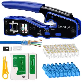Therathy 783053391737 Ethernet Crimping Tool Kit Rj45 Pass Through Crimper For Cat 6