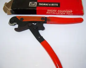Tbm-2 Thomas & Betts And Shure Squeezer Hand Crimper Connector Crimp Tool Red Grey B
