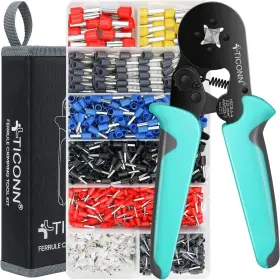 43458206 Ticonn Ferrule Crimping Tool Kit With 1200pcs Ferrules Insulated Wire Terminals Self-a
