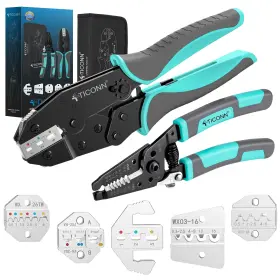 B09dc9ywnj Ticonn Ratcheting Crimping Tool For Heat Shrink Connectors Wire Crimper 80 Char