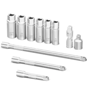 T38-ms3 Tiwintul 3/8 Inch Drive Spark Plug Socket Set 12 Point 11pcs Sae And Metric Sizes 14mm