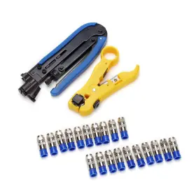 Tls.eagle 653854633360 Coax Cable Crimper Coaxial Compression Tool Kit Adjustable Wire Stripper With F