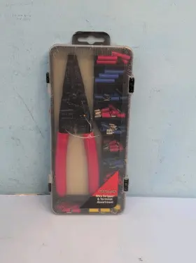 Qth026 Toolman Crimper Plier Wire Stripper And Terminal Assortment Kit