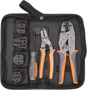 Tools 726084387102 Icrimp Ratchet Wire Crimping Tool Set With 5 Interchangeable Jaws For Insulated An