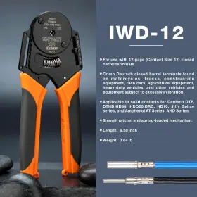 Iwd-12 Tools Icrimp Closed Barrel Crimper 4 Way Indent 8 Impression Type For Deutsch Solid