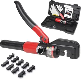 T-bhc070301 Toscoco Upgraded Hydraulic Crimping Tool For 1/8 Inch 3/16 Chrome With Black Handle