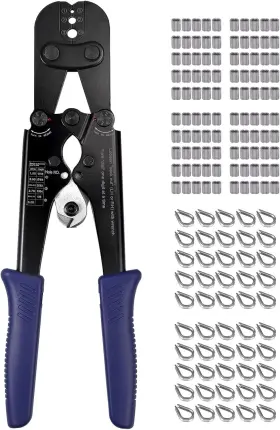 Pstgt225-us Trading Limited Wire Rope Crimping Tool - Hand Swagging Crimper And Cutter From 1/16 To 1/8 Inch