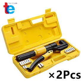 Tr19854 Turitrade 2 10t Hydraulic Crimper Crimping Tool Wire Battery Cable Lug Terminal With 9 Dies