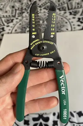 10051 Vector Wire Stripper Cutter 10-20 Awg Usa Made Electrician Tool