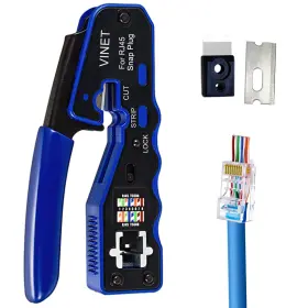 B09b26k8c7 Vinet Rj45 Crimp Tool Ethernet Crimping Allinone Crimper Wire Stripper Cutter For