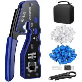 Vor018 Vorxeon Rj45 Crimp Tool Pass Through Kit Ethernet Crimper For Cat5/cat5e/cat6/cat6a With