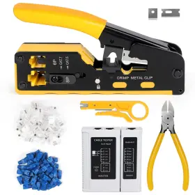 Wakhow 774388438112 Rj45 Crimp Tool Kit Ethernet Pass Through Crimper Network Cat5 Cat6 Cat7 Cr