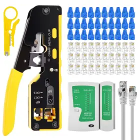Weetotung 629103418941 Rj45 Crimp Tool Kitethernet Passthrough Crimper Network For Cat5 Cat6 Crimping T